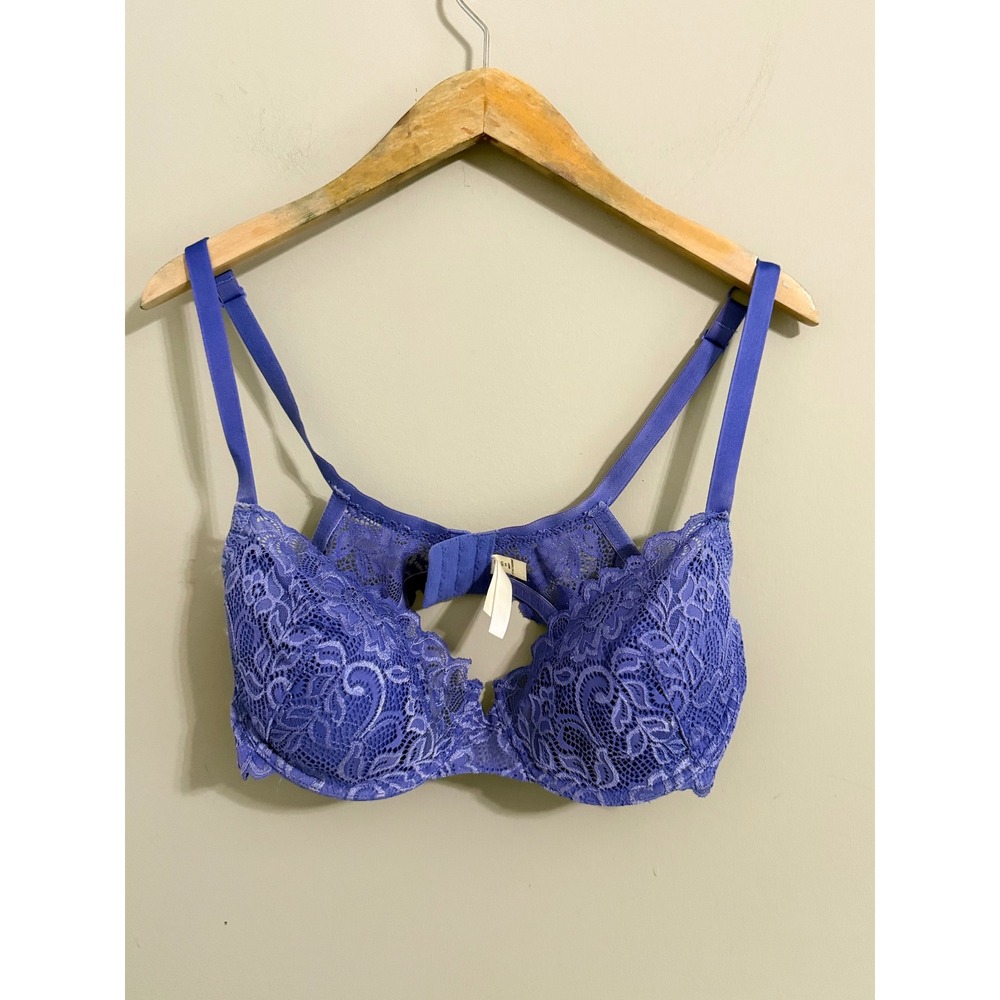 Gilligan & O'Malley Lace Push Up Bra Womens 38D Periwinkle Blue Underwire 1474